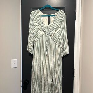 NWT Charming Charlie green stripe long sleeve maxi dress